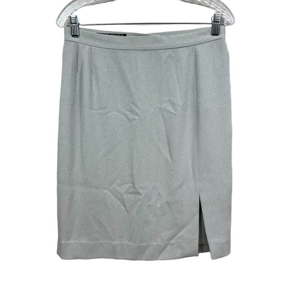 Ross Mayer Womens Pencil Skirt Front Slit Vent Lined Back Zip Light Grey Sz 12*